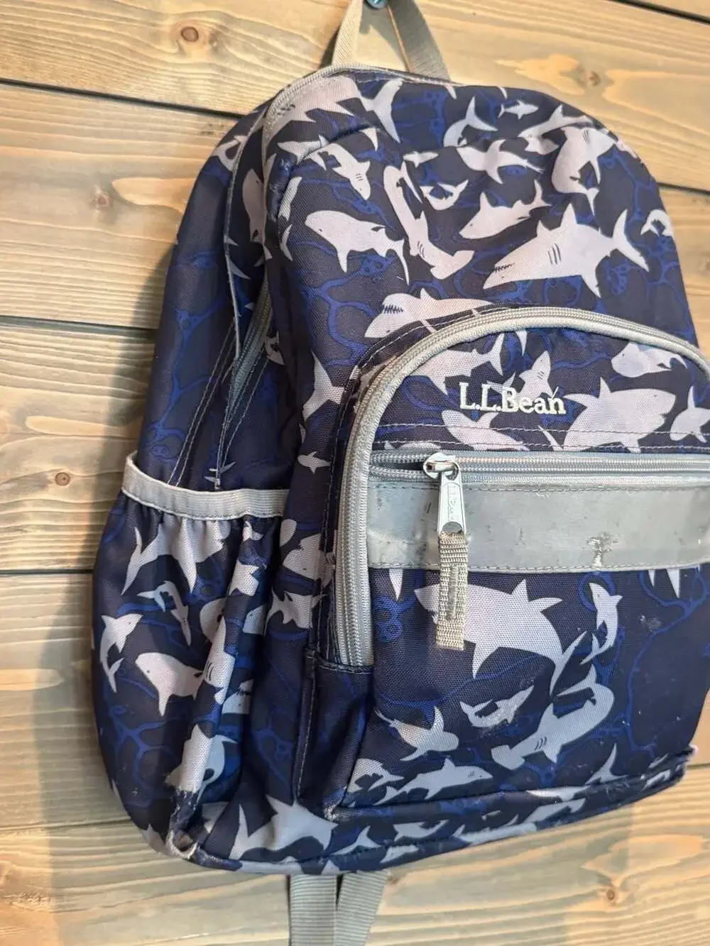 L.L. Bean Junior Original Book Pack Deep Ocean Shark Print Backpack